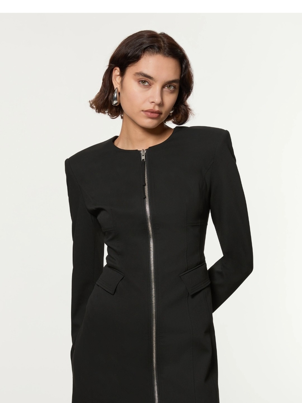 Karen Millen Black Long-Sleeve Tailored Dress